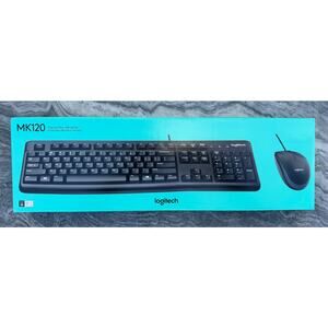 LOT OF 2: Logitech MK120 Full-size Wired Membrane Keyboard and Mouse (USB) - NIB